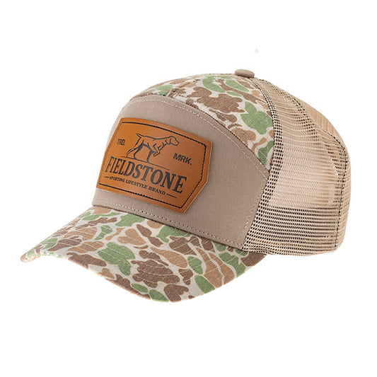 7 Panel Camo Leather Patch Hat