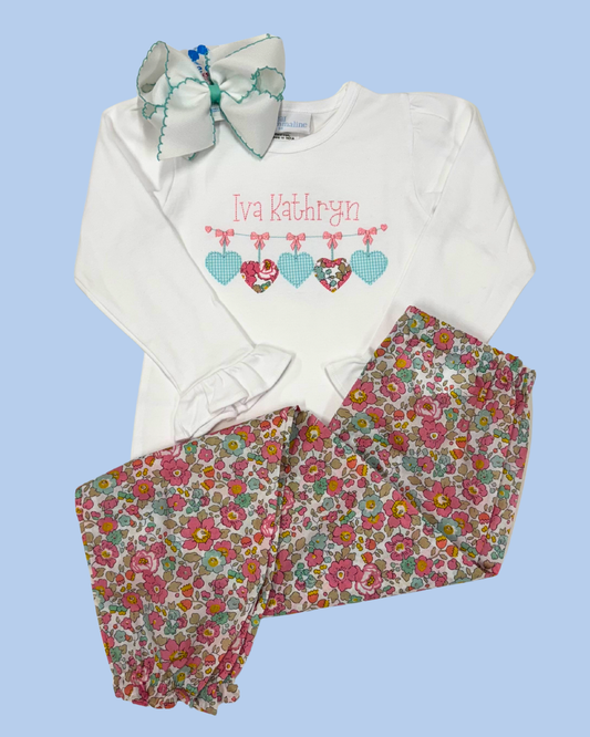 Hearts & Bows Garland Name Shirt