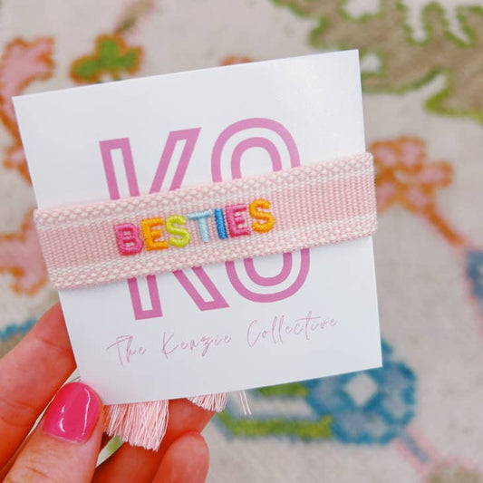 "Besties" Embroidered Friendship Bracelet