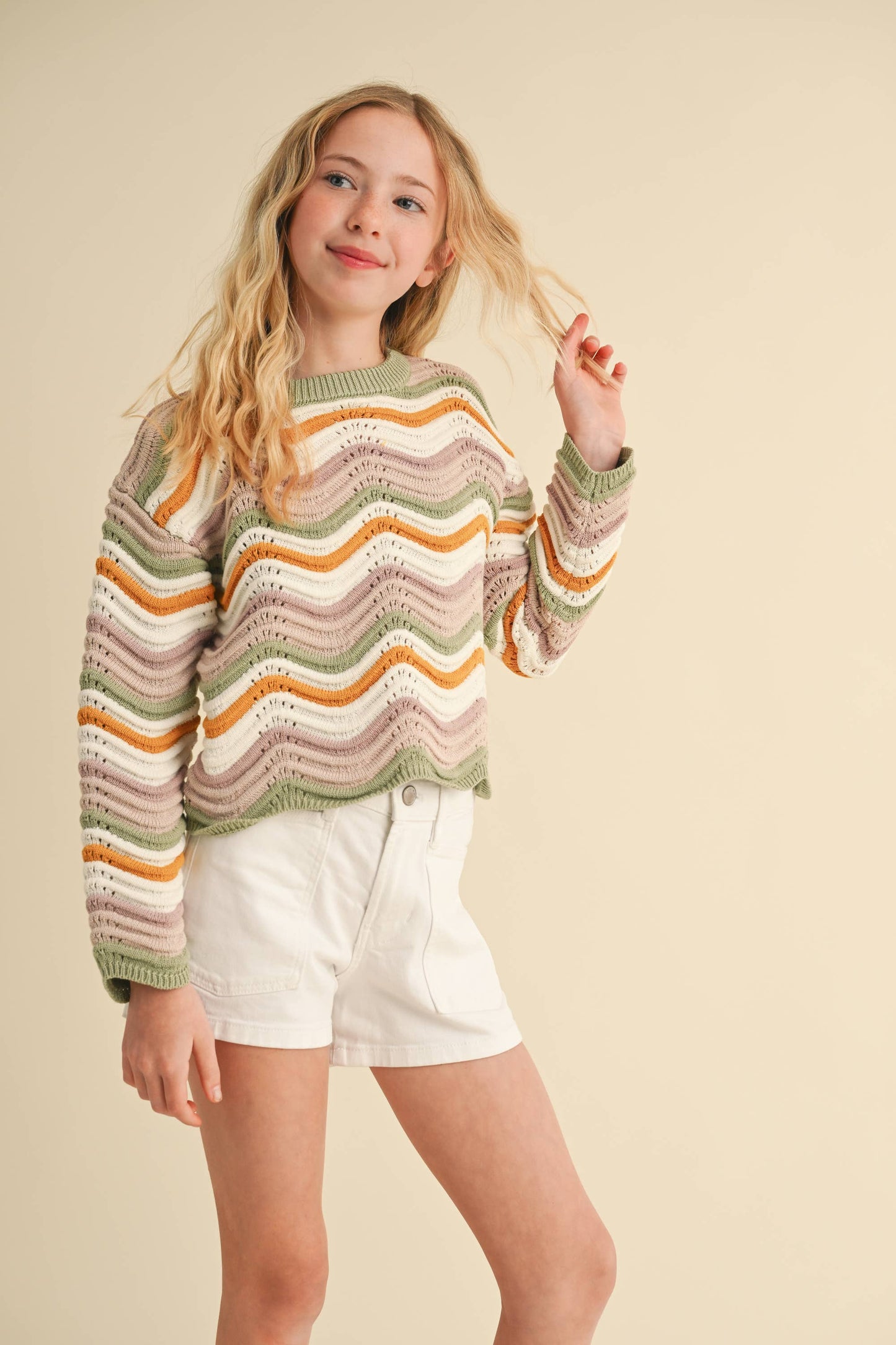 Wavy Rib Knit Sweater