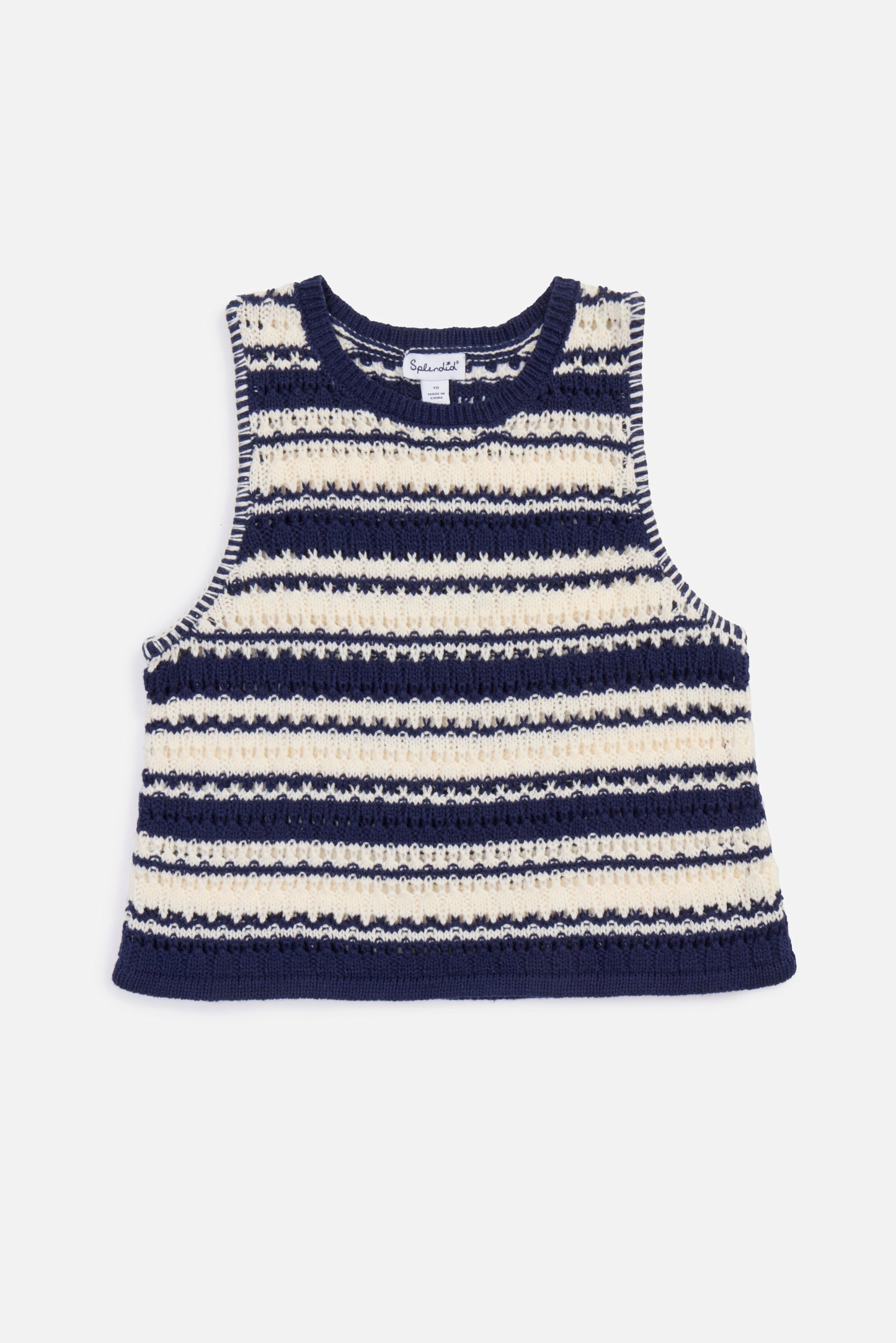 Stripe Sweater Tank - Moonstone/Navy