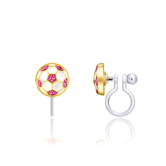 Glitter Soccer Ball Cutie Clip On Earrings