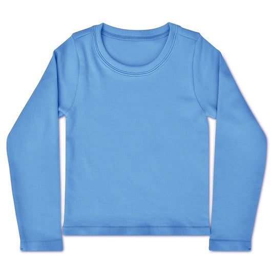 Bright Blue Ribbed Long Sleeve Tee