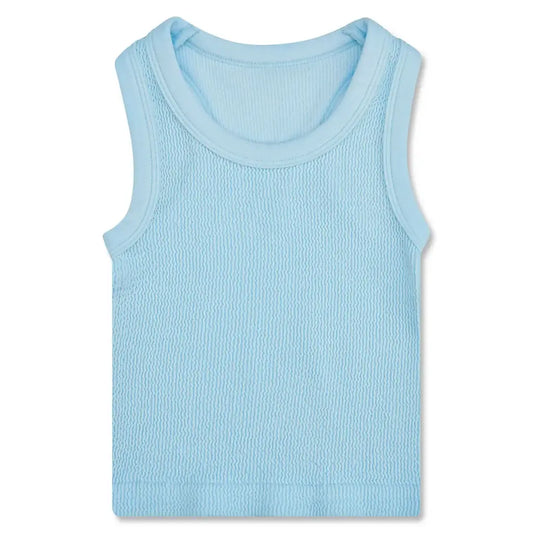 Light Blue Smocked Racerback Tank Top