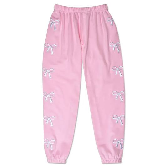 Embroidered Bows Sweatpants