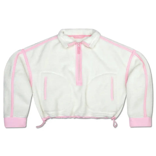 1/2 Zip Cream & Pink Sherpa Pullover