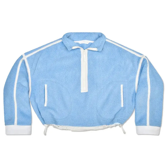 1/2 Zip Cream & Blue Sherpa Pullover