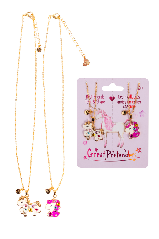 Bejewelled Unicorn Tear & Share Necklace