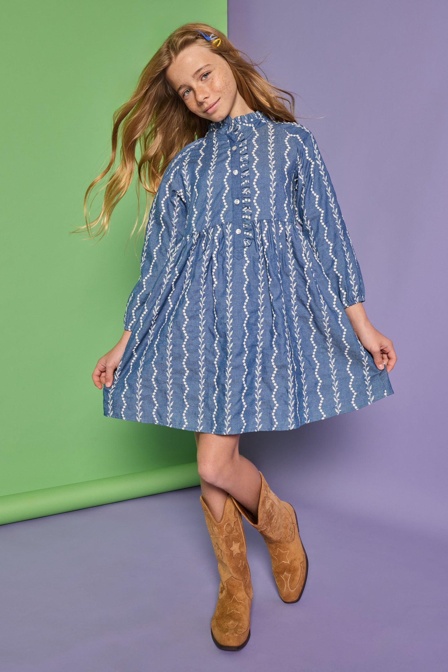 Amelia Dress, Chamonix Chambray Embroidery