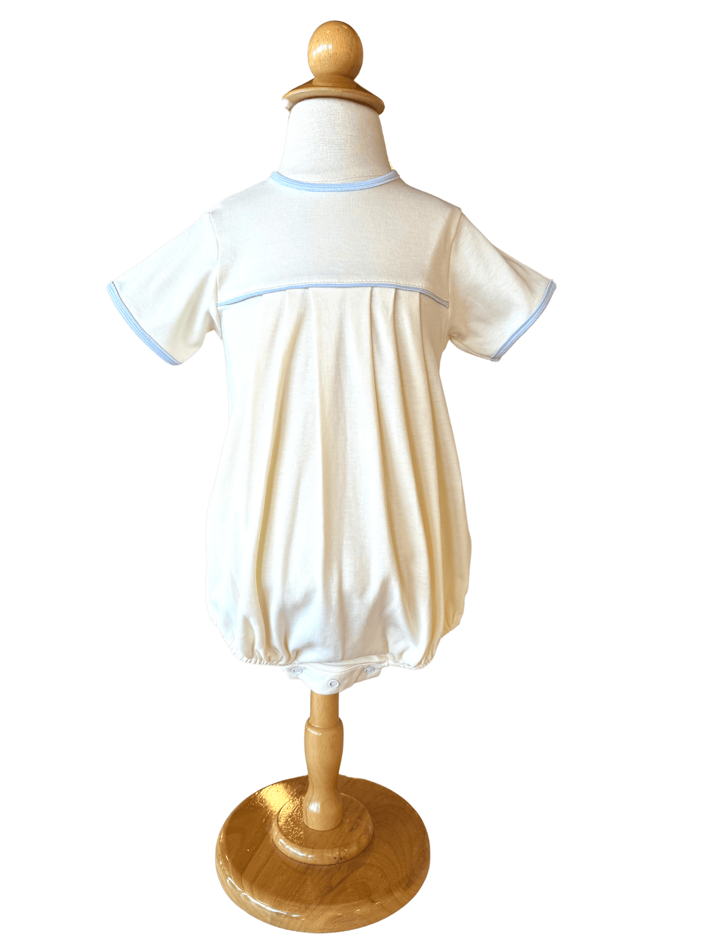 Yellow Pleated Bubble with Blue and White Bitty Stripe Trim