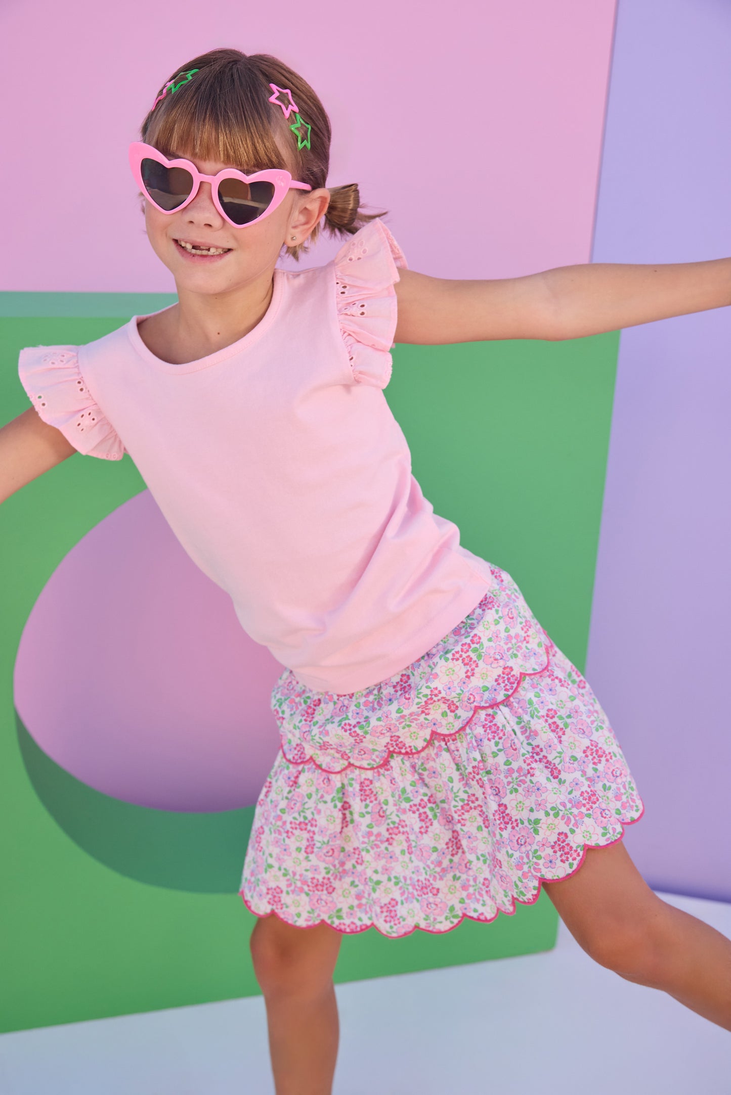 Two Tiered Skort, Pink Bloomsbury Blossoms