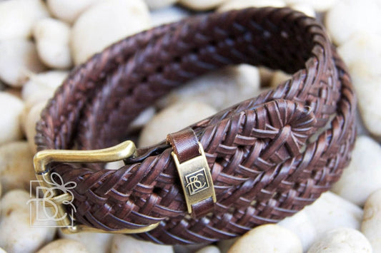 Brown Braided Leather Belt