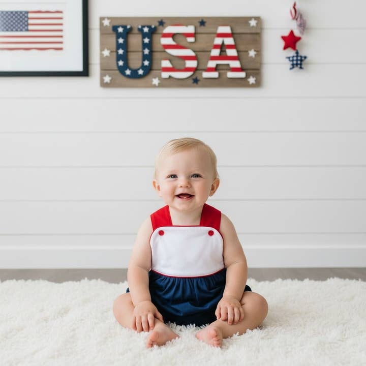 Red and Blue Patriotic Boy Sun Bubble