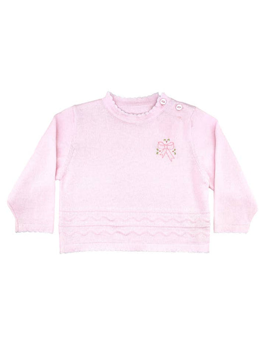 Embroidered Bow Lightweight Sweater