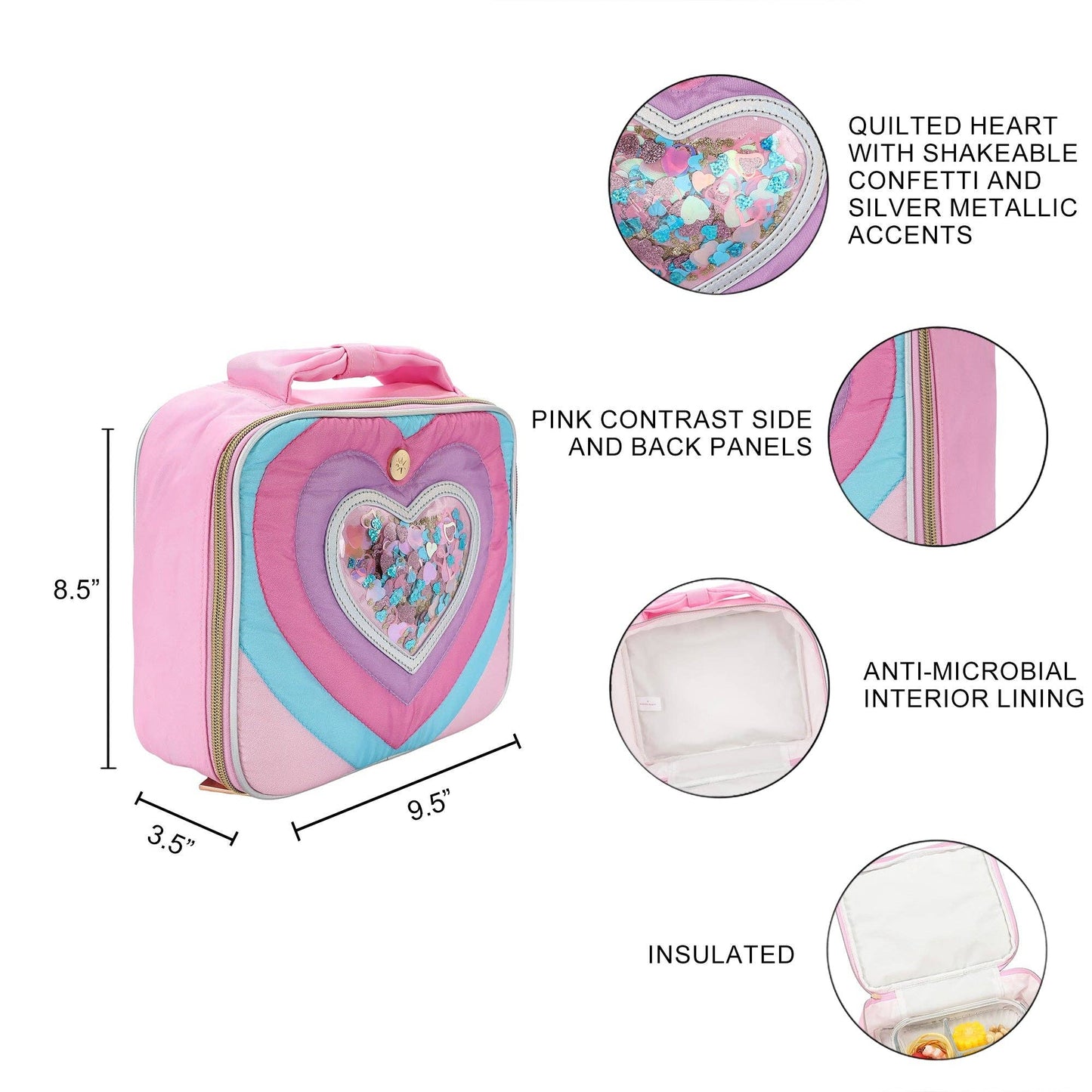 "Taylor" Quilted Hearts Confetti Lunchbox