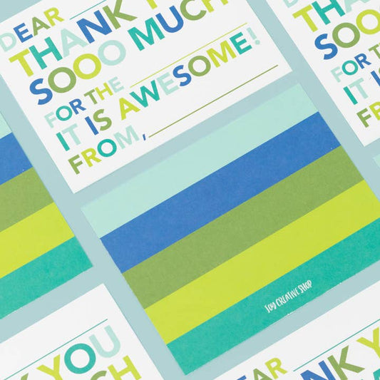 Kid's Fill In Thank You Notes - Blue