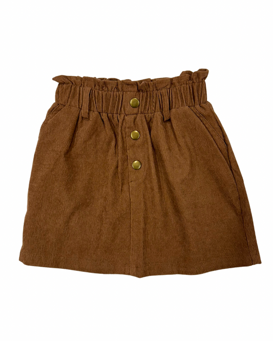 Button Front Detail Skirt, Camel