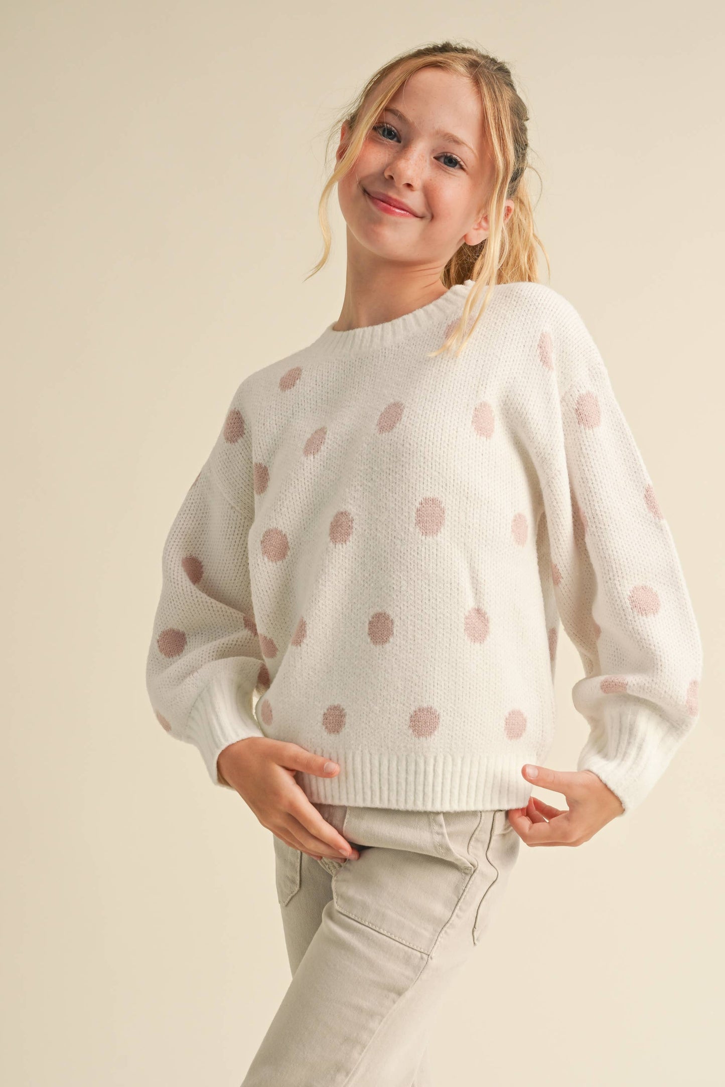 Crew Neck Polka Dot Sweater