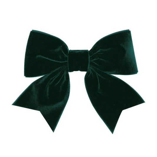 Velvet Bowtie Bow with Fancy Tails, Forest Green