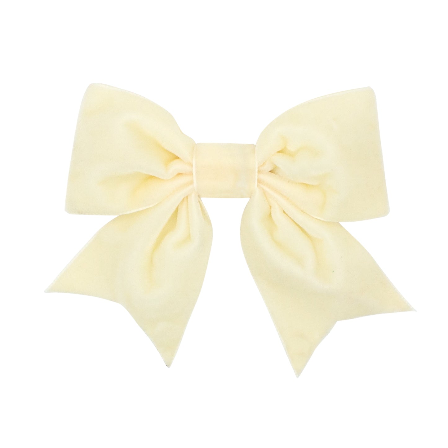 Velvet Bowtie Bow with Fancy Tails, Ivory