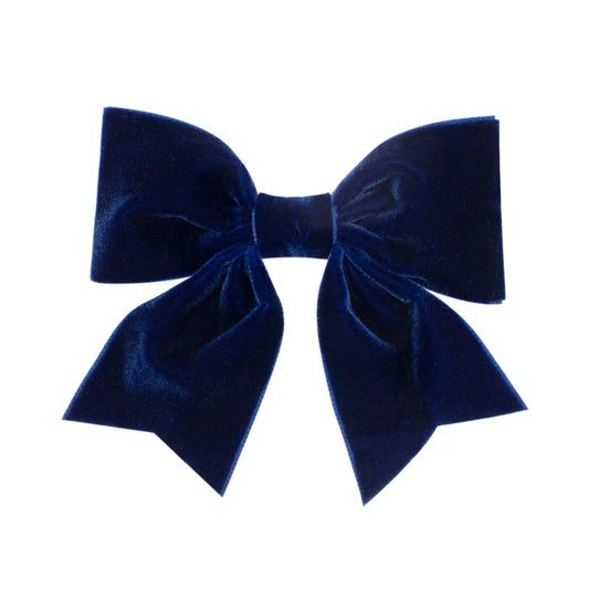 Velvet Bowtie Bow with Fancy Tails, Navy