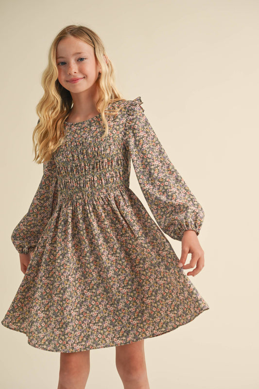 Fall Floral Smocked Dress