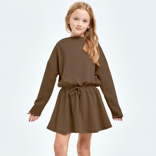 Modal Knit Boat Neck Dress - Coffee