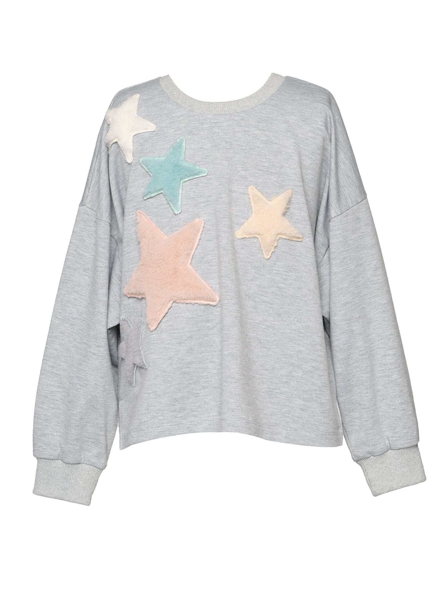 Sweatshirt with Faux Fur Star Appliques