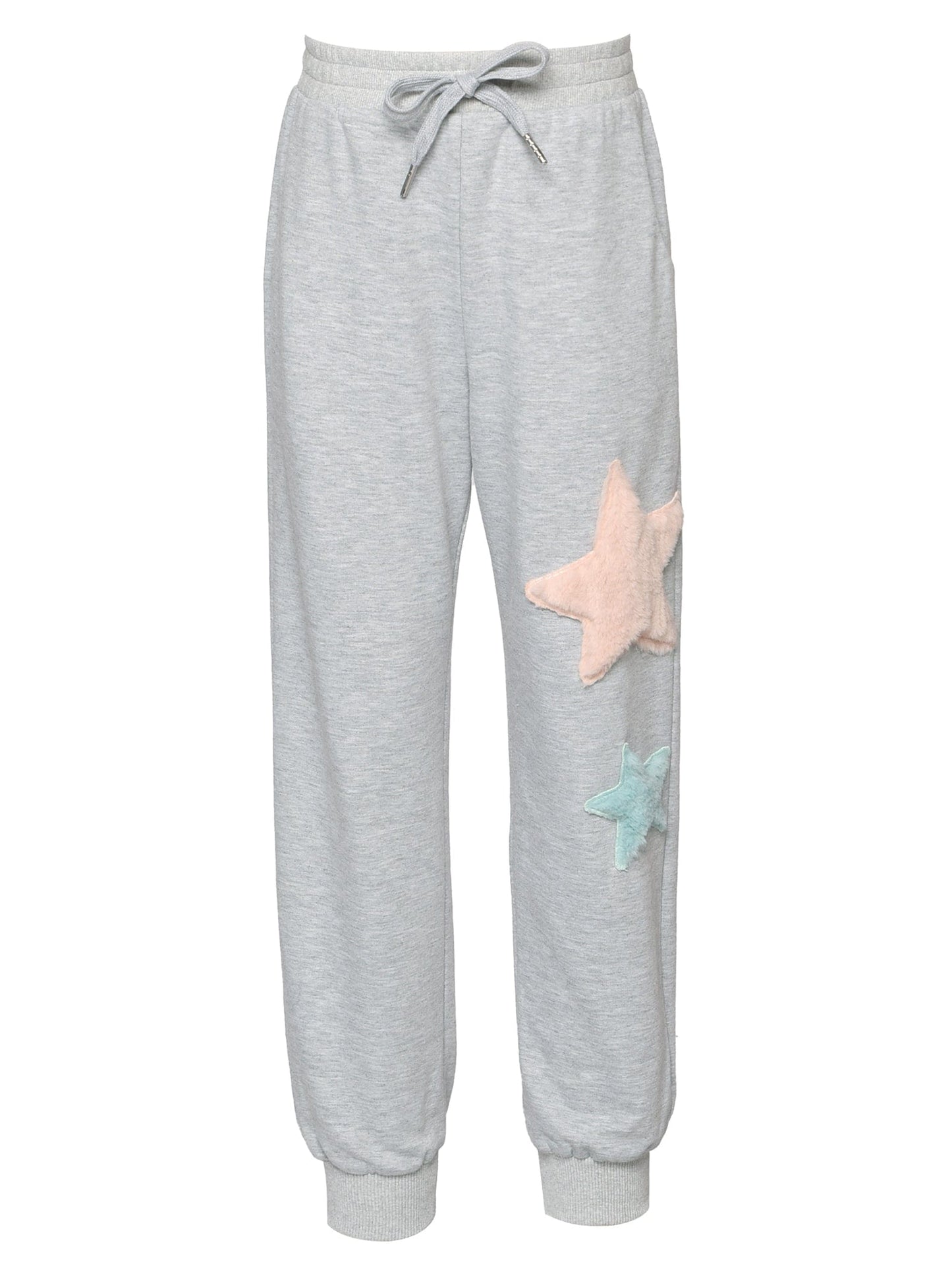 Joggers with Faux Fur Star Appliques