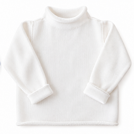 Rollneck Sweater, White