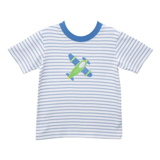 Embroidered Airplane Shirt, Cloud Stripe