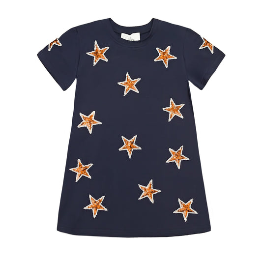 Navy & Orange Star Dress