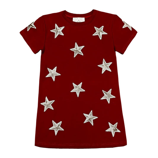 Crimson & Silver Star Dress