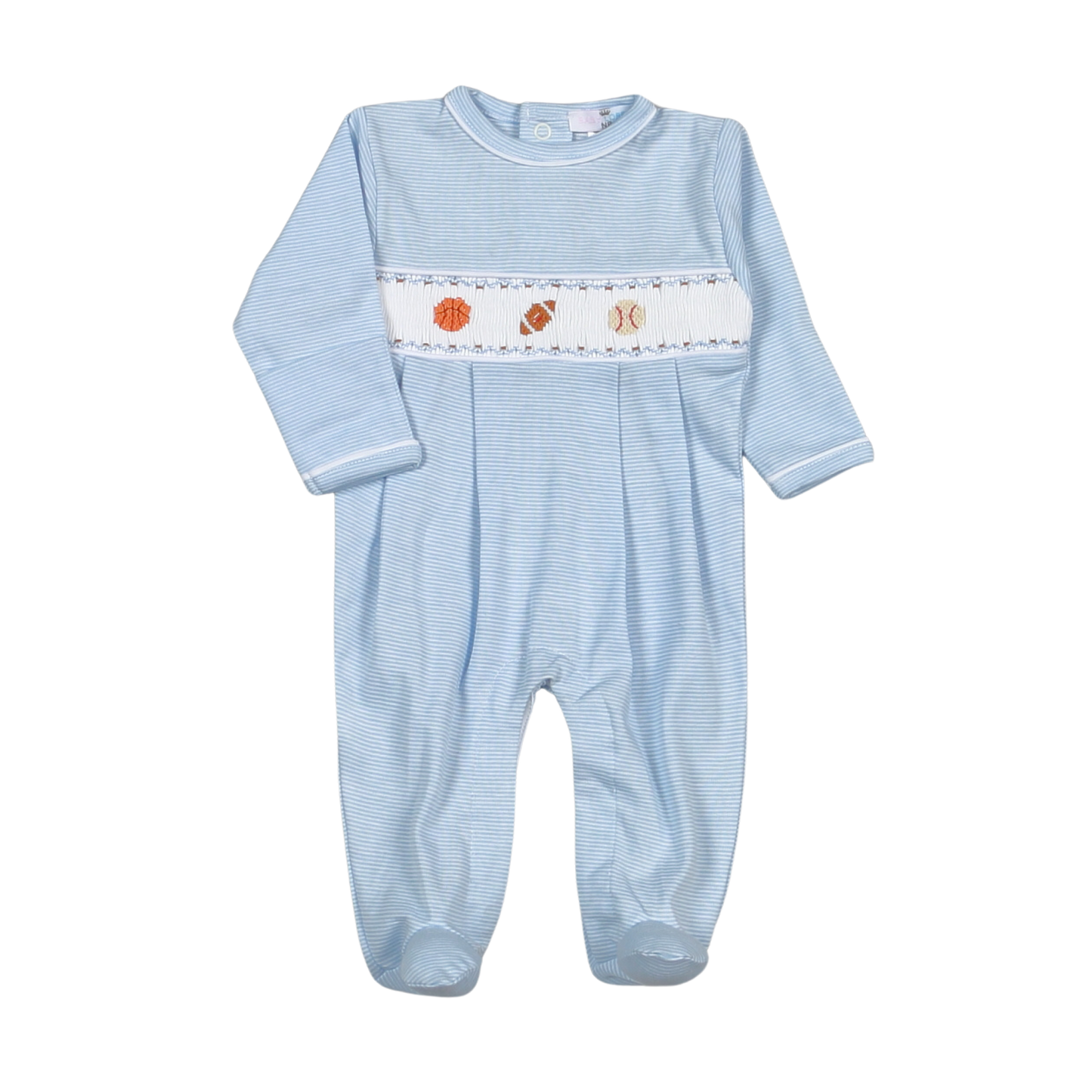 Baseball Smocked Pima Footie