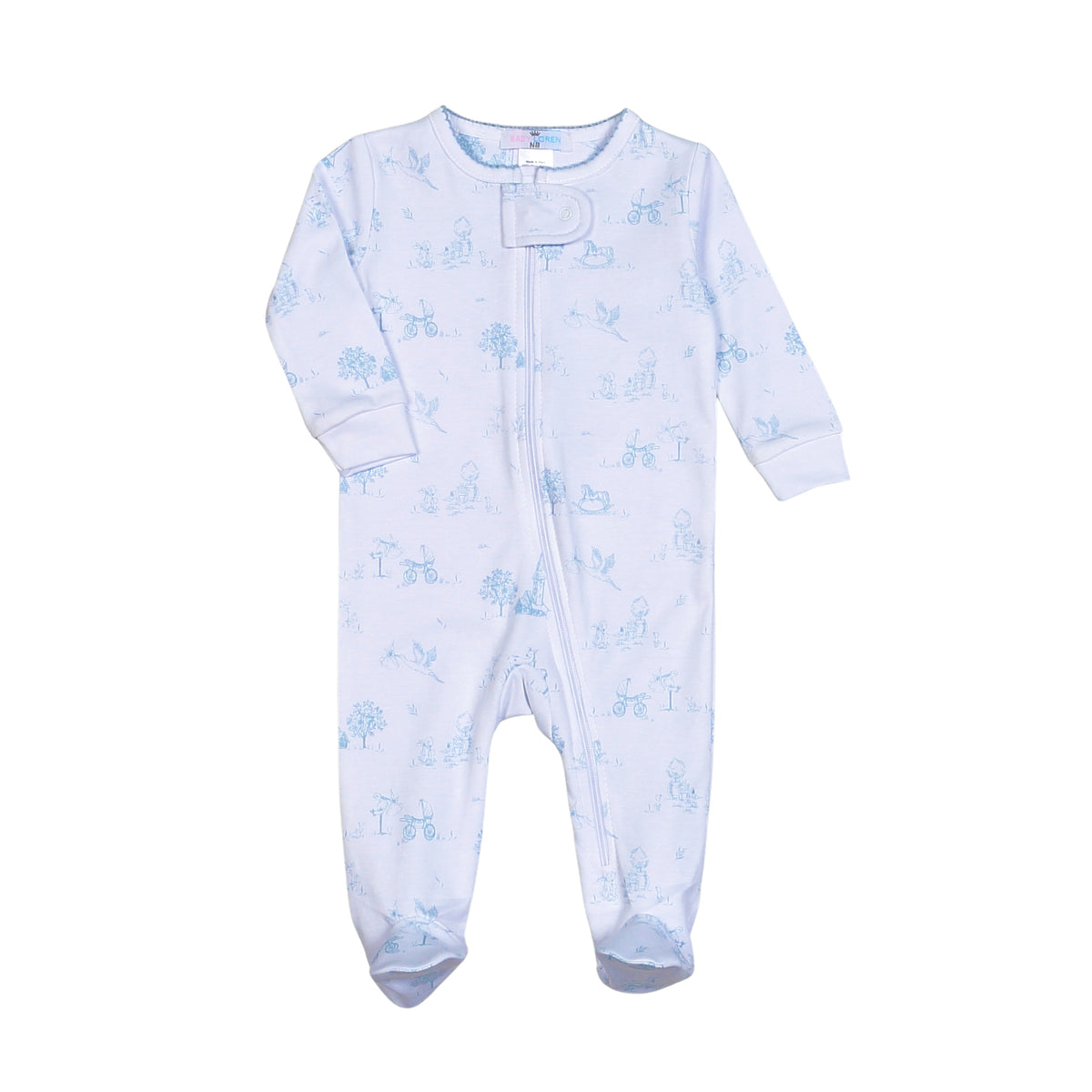 Baby Toile Zipper Footie, Blue