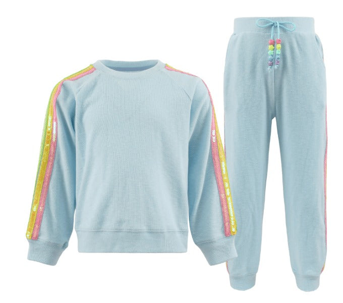 Blue Rainbow Sequin Set