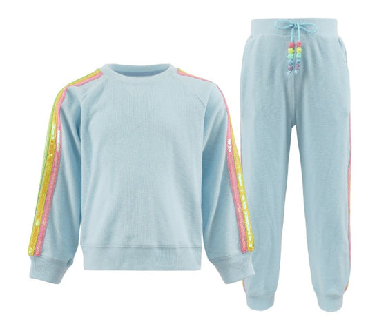 Blue Rainbow Sequin Set