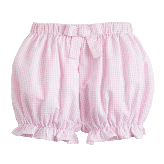 Bow Bloomers, Light Pink Seersucker Gingham