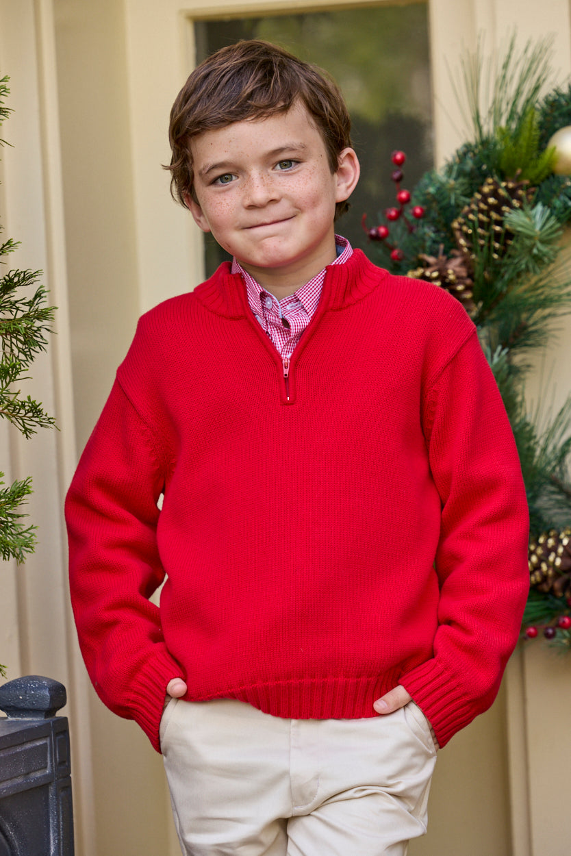 Quarter Zip Sweater, Red