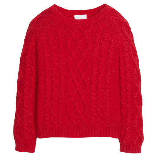 Cable Knit Sweater, Red