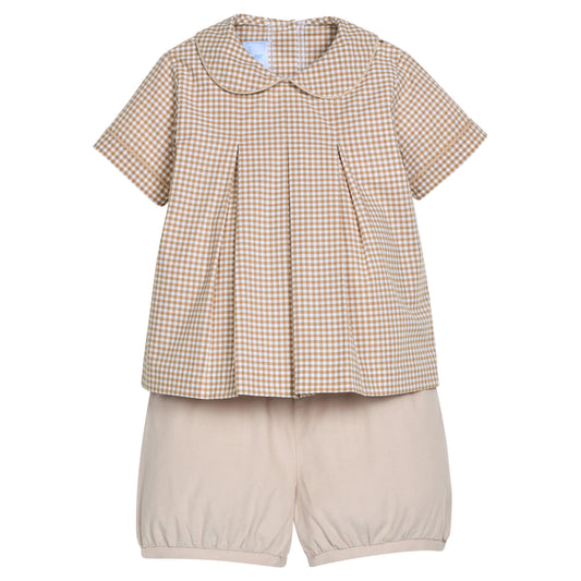 Carson Short Set, Khaki Gingham