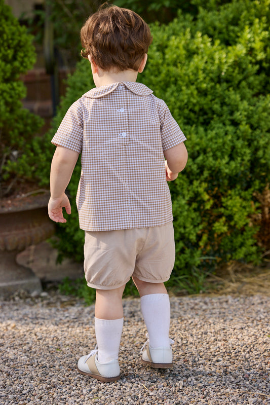 Carson Short Set, Khaki Gingham