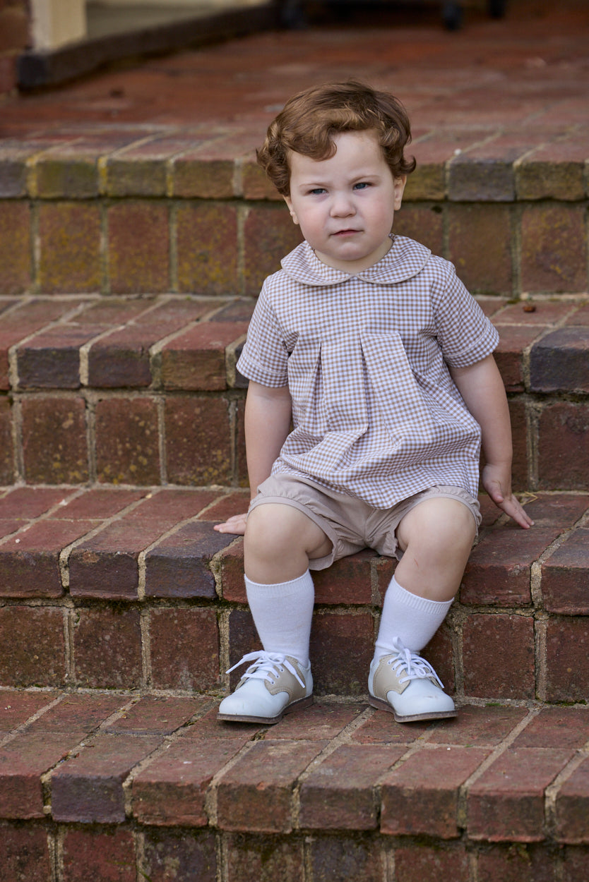 Carson Short Set, Khaki Gingham