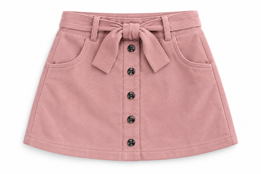 Suede Button-Down Bow Skirt, Pretty in Pink