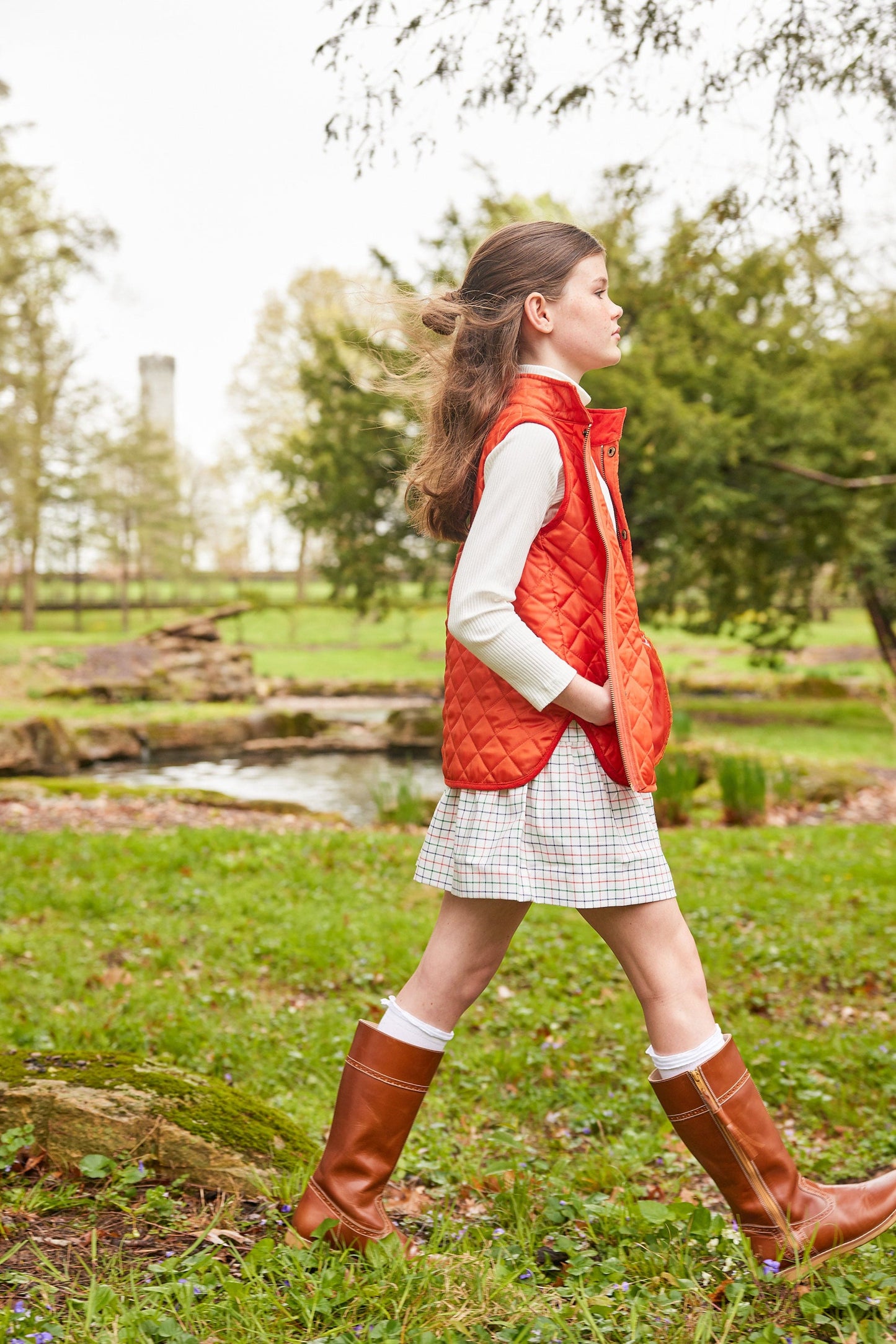 Classic Quilted Vest, Orange