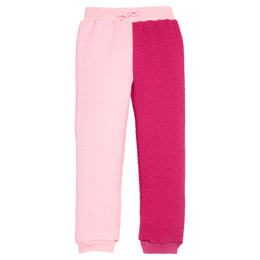 Color Block Jogger, Pink & Cranberry Quilted Trellis