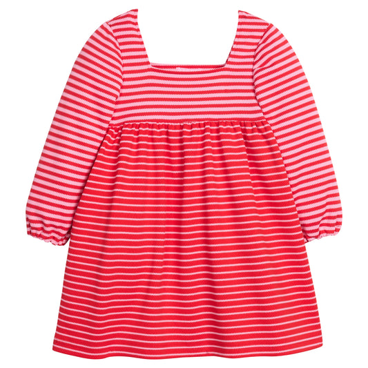 Cora Dress - Red & Pink Pique Stripe