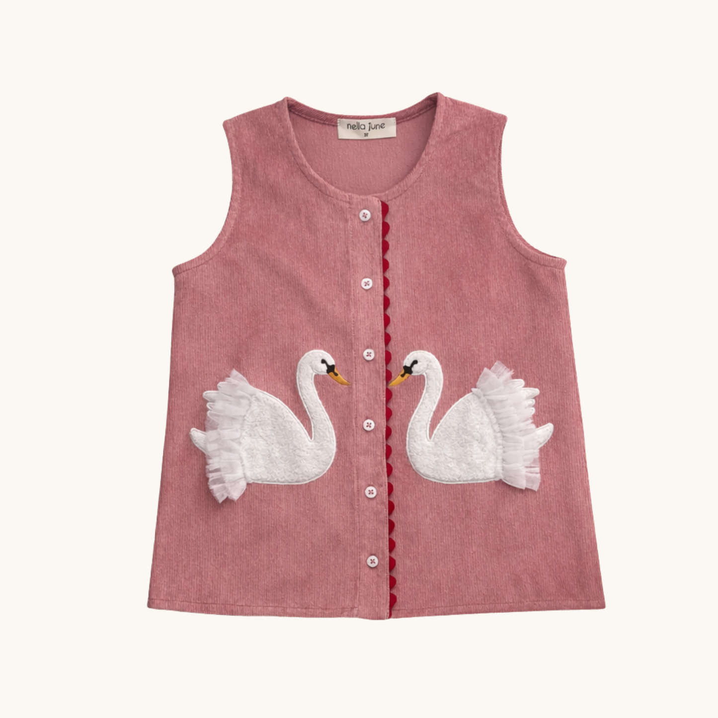 Pink Swan Corduroy Jumper