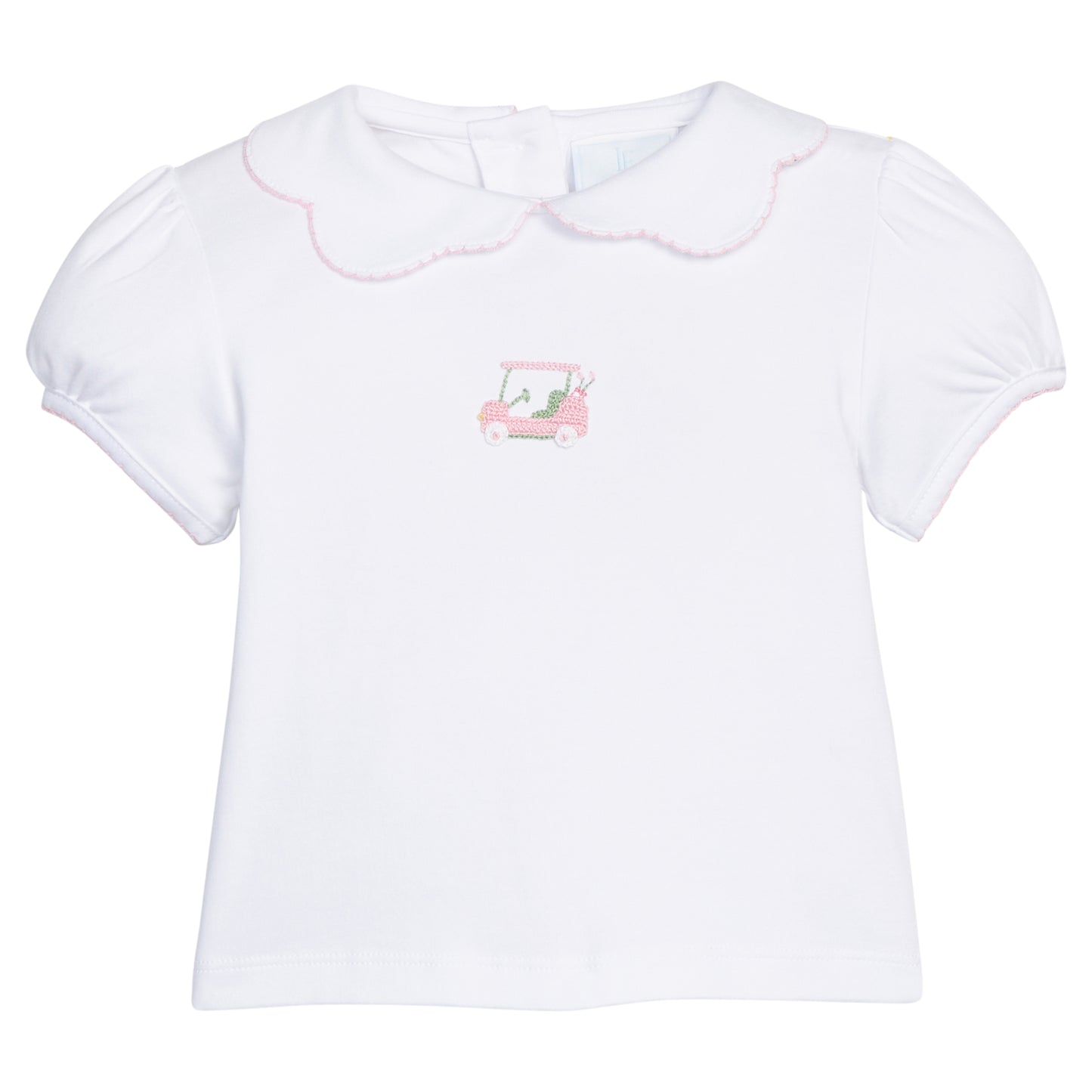 Crochet Peter Pan Blouse, Pink Golf Cart