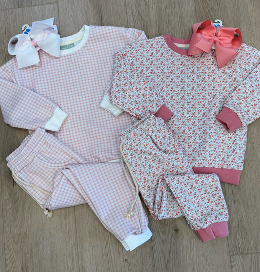 Jogger Set, Pink Gingham